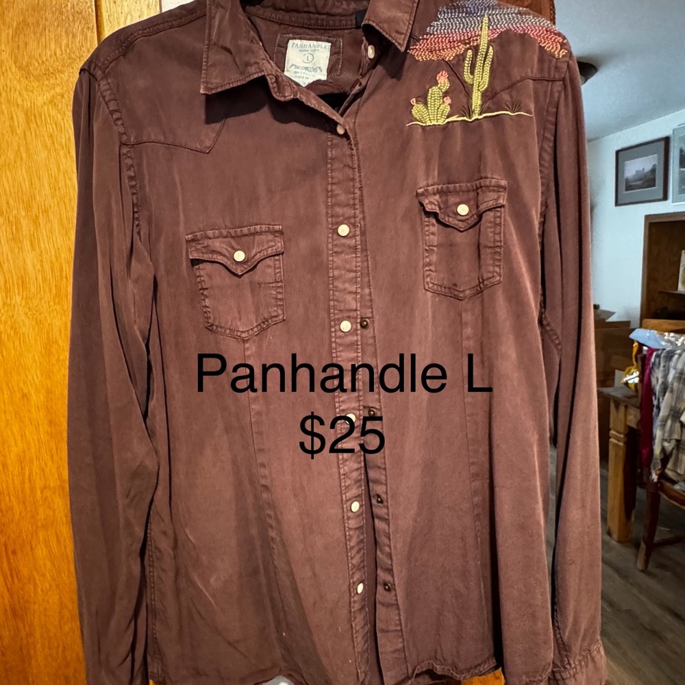 Brown Western Shirt with Cactus Embroidery